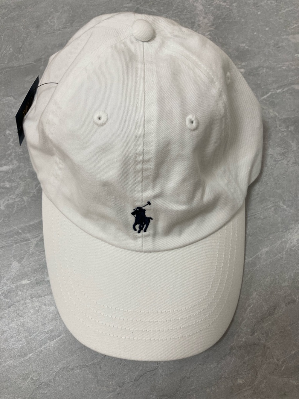Polo by Ralph Lauren White Baseball Cap with Navy Polo Player